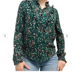 Anthropologie Viscose animal print‎ ruffle blouse. NWT. Retail 98